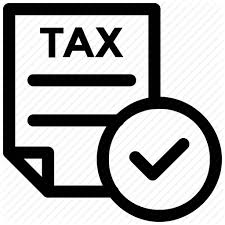 Clipart of a document with a large TAX heading.